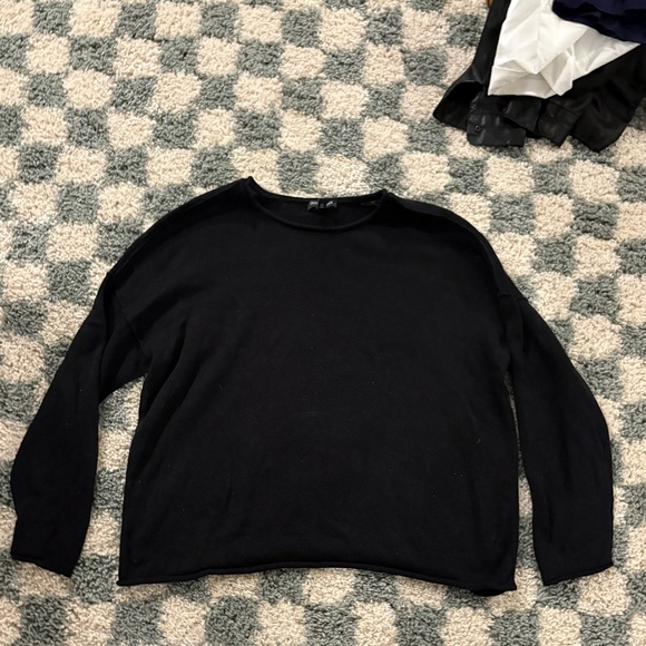 Eileen Fisher Classic Black Crew Neck Sweater